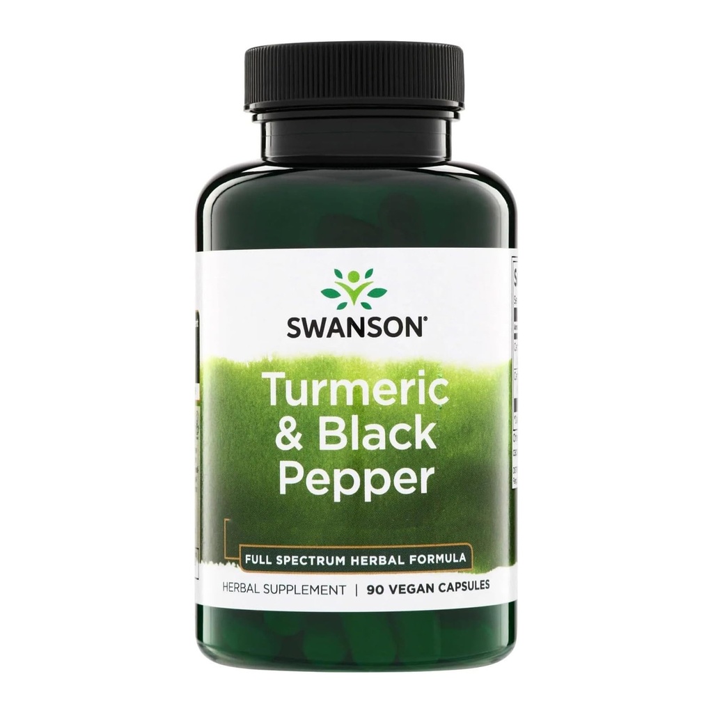 Swanson Premi- Turmeric & Black Pepper - przeciwutleniacz, trawienie i wspólne wsparcie - 90 Czapek Veg (3 opakowania)