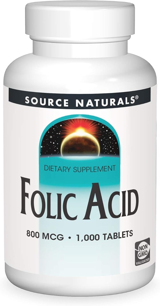Źródło Naturals Kwas foliowy 800 µg Suplement diety - 1000 tabletek