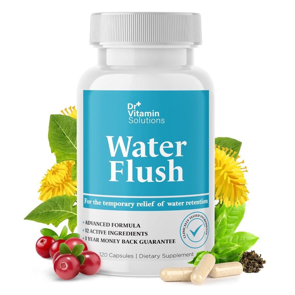 DR VITAMIN SOLUTIONS Diuretic Water Pills for Weight Control - Natychmiastowa ulga z rozkwitu i opuchlizny - Zielona herbata, Żurawina, ekstrakt Dandelion Leaf - Retencja wody pigułki dla kobiet i mężczyzn, 120 Czapki