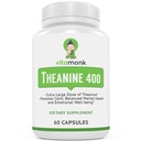 VitaMonk L Theanine 400mg Supplement - L- Theanine 400mg with No Fative Fillers - Extra Siła L Theanine Supplement - Ltheanine 60 kapsułki
