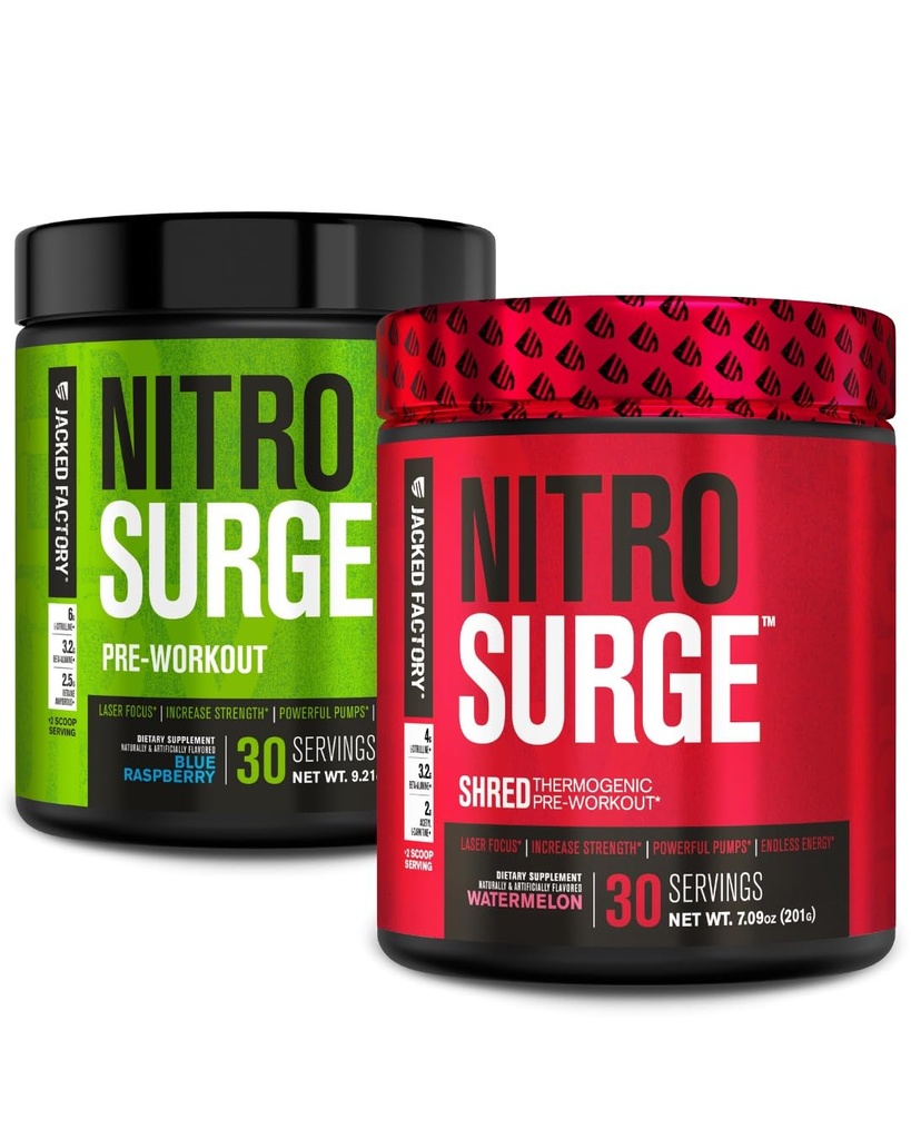 Jacked Factory Nitroshare Pre- Workout w Blue Malina & Arbuz Nitrosharge Rozdarty Termogeniczny Pre- Workout dla mężczyzn i kobiet