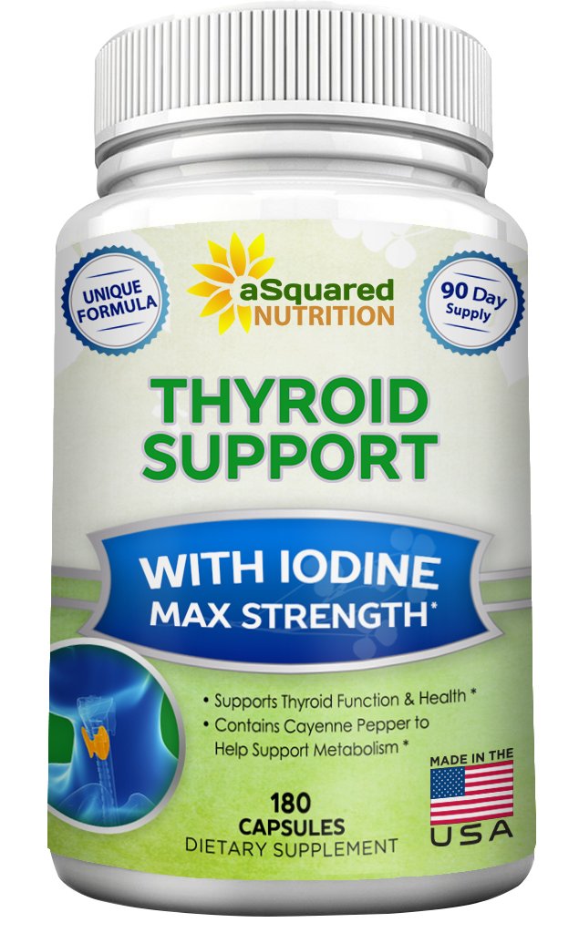 aSquared Nutrition Premium Suplement Tyroid Supplement z jodu (180 kapsułek) - Najlepsze Herbal & witamina Complex Pills w / B12, Ashwagandha, Bladderwrack & Kelp - Pomocnik dla zdrowego hormonu i energii
