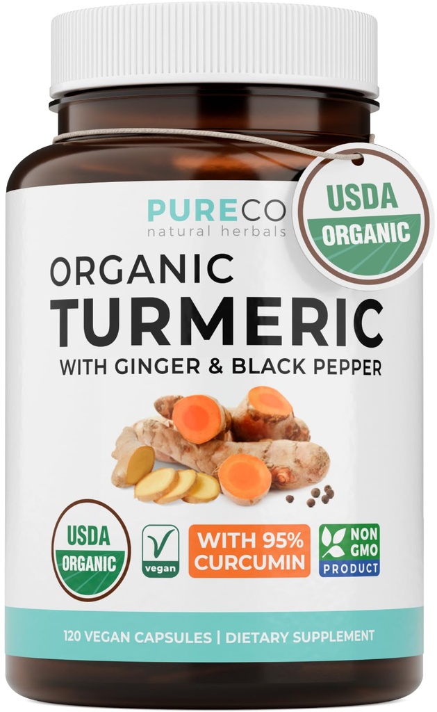 Organiczna kurkumina turkusowa - suplement Ginger Black Pepper - Kapsułki z Ginger & Black Pepper dla ulepszonych korzyści i absorpcji - Vegan & Non-GMO (2 Dostawa miesiąc)