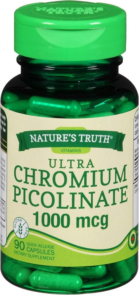 Nature 's Truth Ultra Chromium Pikolinate 1000 µg Kapsułki szybkiego uwalniania - 90 ct, Opakowanie po 2