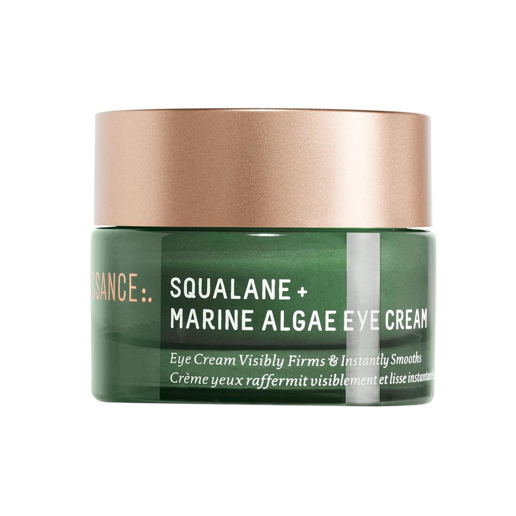 Krem do oczu BIOSSANCE Squalane i Marine Algae - Anti-Aging Under Eye Cream for Fine Lines, Zmarszczki i Puffness - Hydrating & Lifting Formula with Hyaluronic Acid and Paracress Extract - 0.5 Ounce