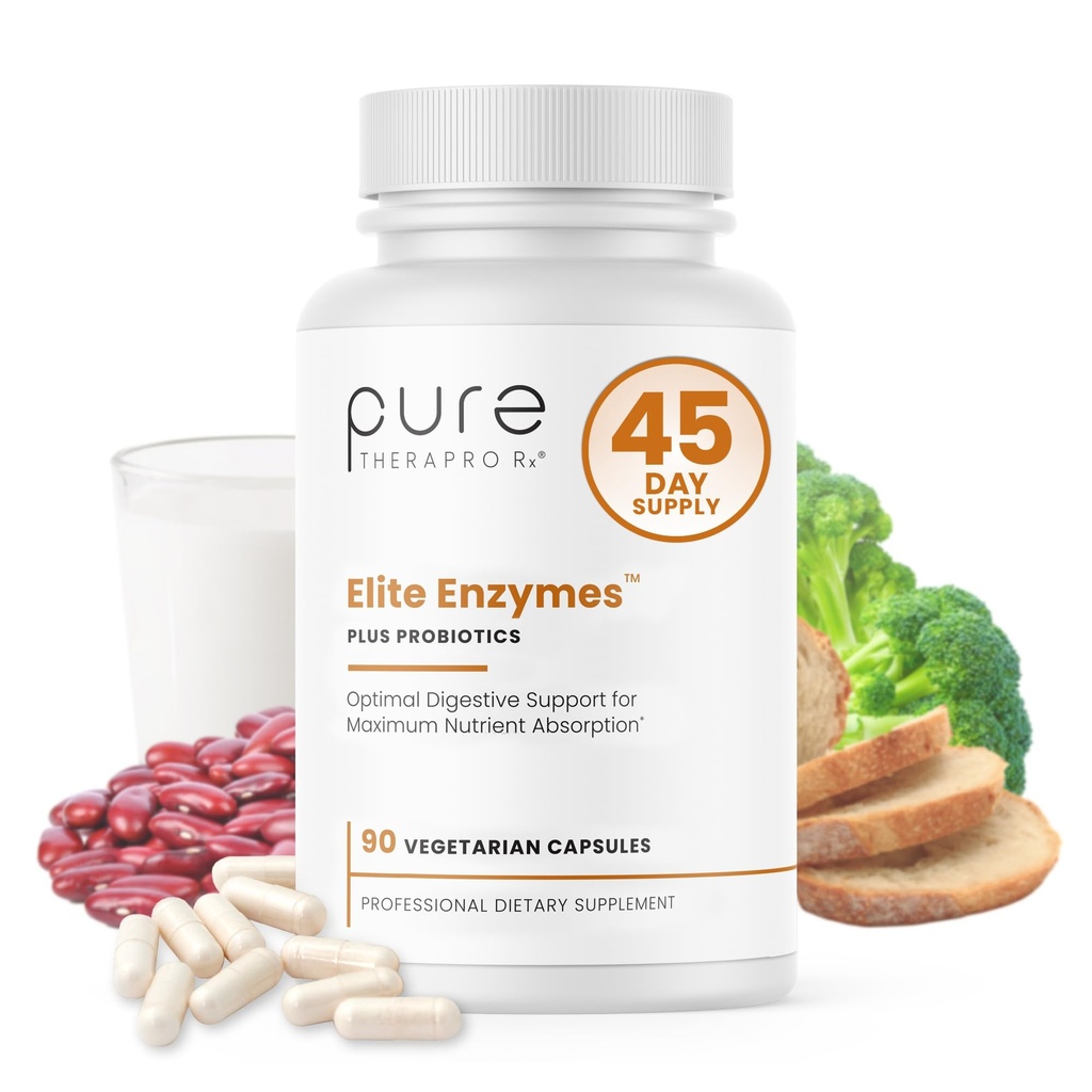Pure Therapro Rx Elite Enzymes Extra Siła Digestive Enzymy Suplement dla kobiet i mężczyzn, 90 Kapsułki wegańskie