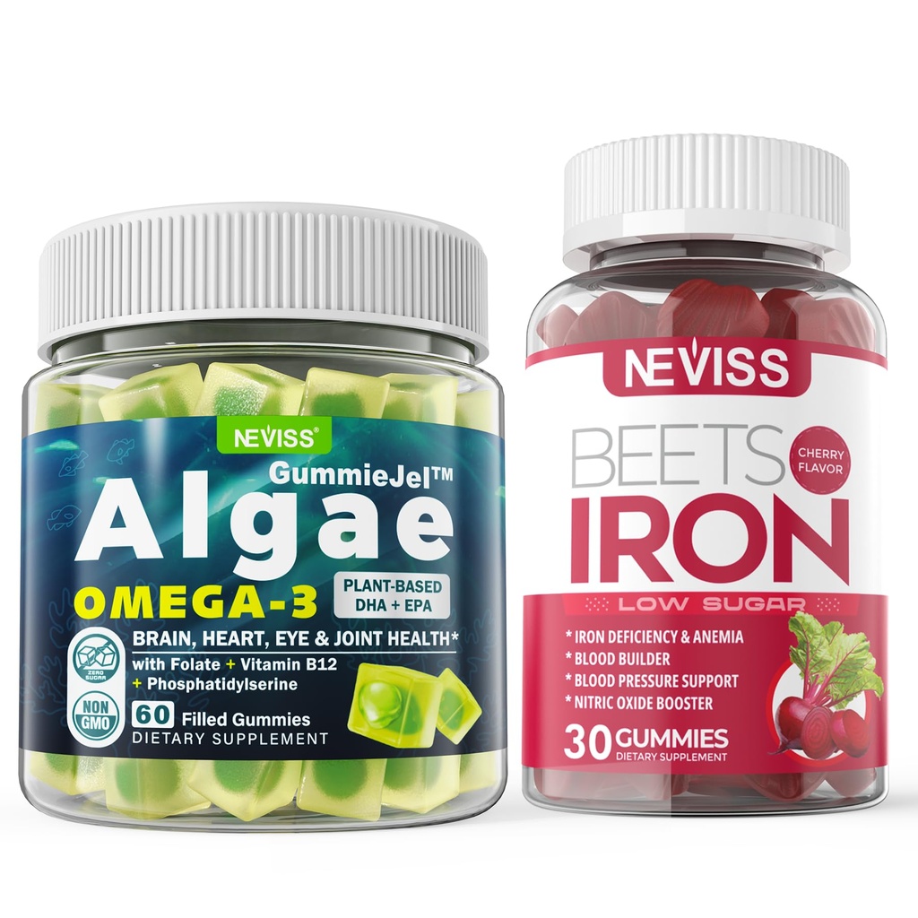 Wegan Omega 3 Gumiaki 1000mg + suplement żelaza 12,5 mg
