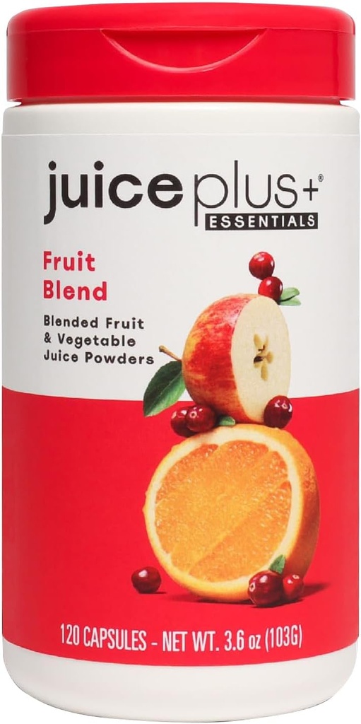 JuicePlus + Mieszanka owoców: Plant- Based Whole Food Supplement z jabłkiem, brzoskwinią, żurawinką, & More! - Wegan, Gluten- Free, Non-GMO, Kosher - Pakowane z plant- Based Vitamin - 1 Butelka (60 Servings)