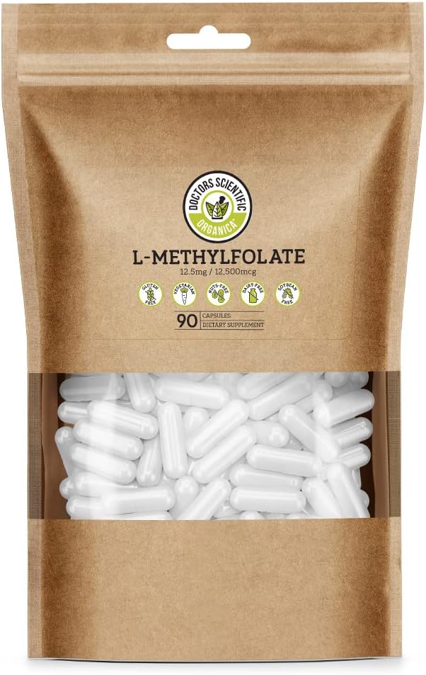 DSO L Metylofolat 12,5 mg (5 MTHF Supplement) - 90 Kapsułek wegańskich (12,5 mg) - Aktywny L Metylu Folate Supplement for Homocysteina Control - Witamina kwasu foliowego - Ekologiczne opakowanie