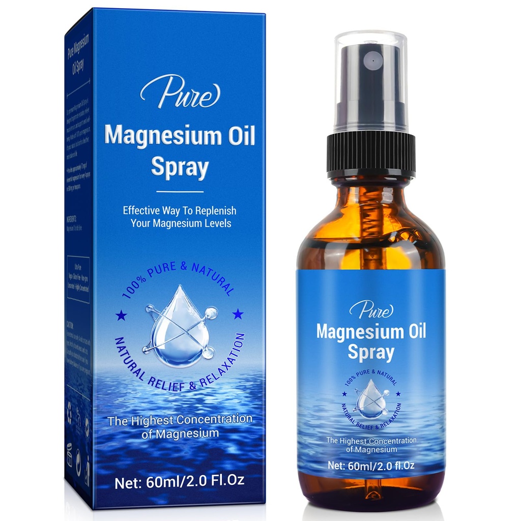 Olejek magnezowy Spray- 100% Organic Natural Magnezu Spray- Nourish Skin- Łatwy do Absorb i Butelki szklane 2 fl oz