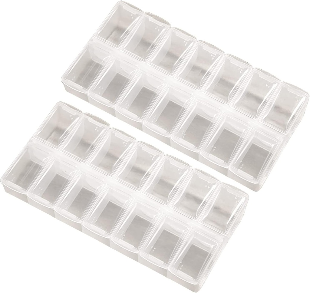 2 Pack OPP Clear Daily Pill Box Organizer, Am Pm Pill Organizer 7 Day, Cotygodniowy Pill Organizer 2 Times a Day for Pills, Supplements and Medication, Small Pill Box 7 Day, Medication Organizer