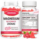 Glucynian magnezu Gummie, Wysoka absorpcja Magnezu Glicynian Suplementy do relaksacji, Magnezu żucia dla dorosłych i dzieci, Malina Flavor 120