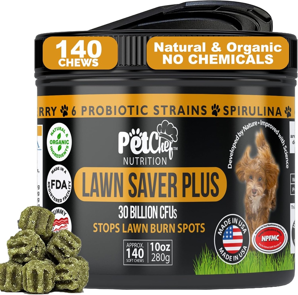 Pet Chef Lawn Saver, Soft Chew, Vegan Bacon! Pies PH Neutralizator moczu. Builds Yards, Protects Plant Damage and helps Grow Back Yards. Zapobiega uszkodzeniom Pee Yard