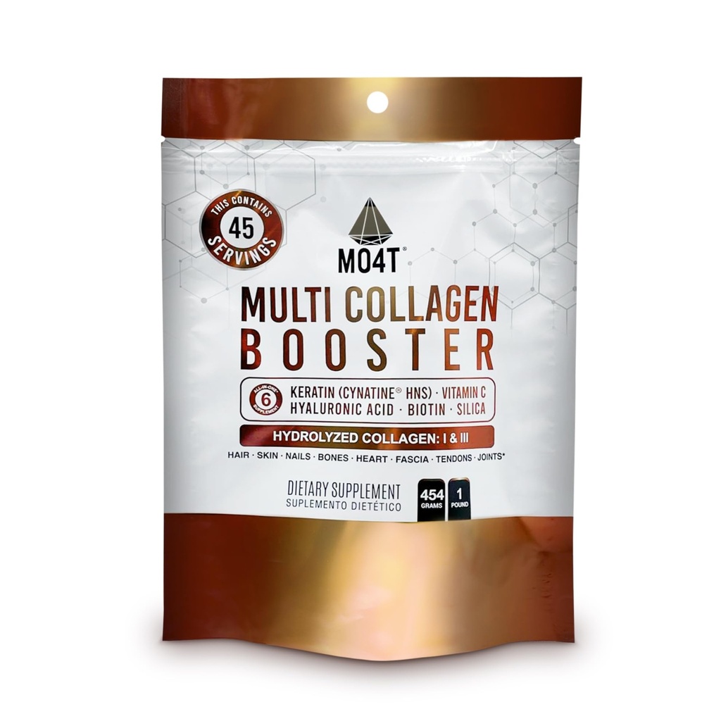 Multi Colagen Booster Proszek - Dodatkowa siła Kolagen Suplement z dodatkiem Keratyny, Biotin, Kwas hialuronowy, Witamina C & Silica - Dodatkowe składniki odżywcze do włosów, paznokci, & Skóra -1 Funt