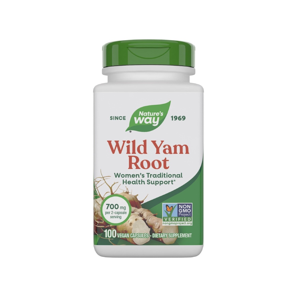 Natural 's Way Wild Yam Root Kapsułki, Kobiece Tradycyjne Wsparcie Zdrowia *, 700 mg na 2- Kapsułki Podawanie kapsułki, Nie-GMO Projekt zweryfikowany, 100 Kapsułki wegańskie (Opakowania maja Vary)
