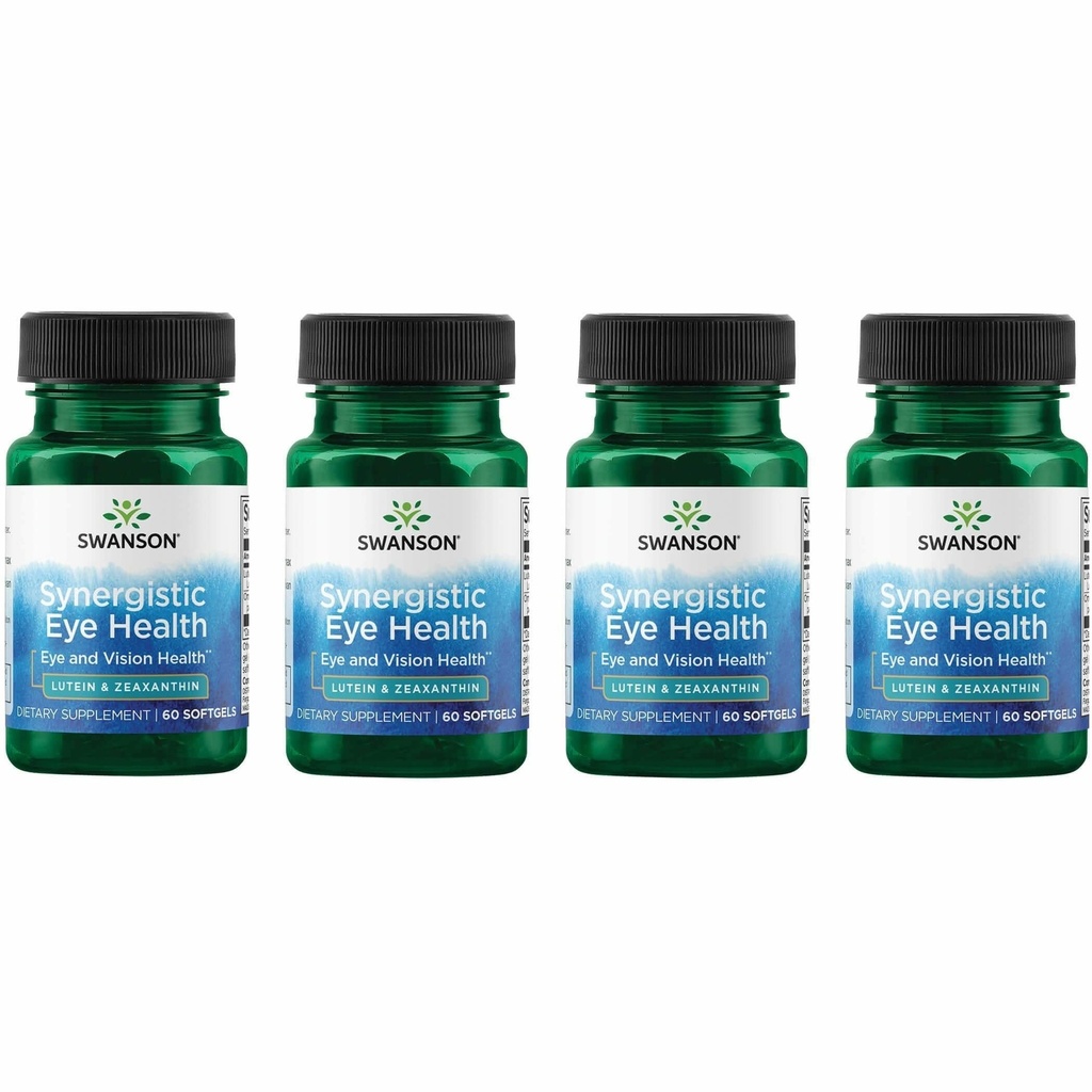 Swanson Lutein & Zeaksantyna Synergistic Eye Health Vision Retina Macula Supplement (Lutein 20 mg & OmniXan Zeaksantyna 2 mg) 60 Sgels Softgels (4 opakowania)