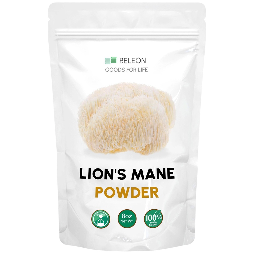 Lions Mane Powder 8 oz - Pure Lion 's Mane Mushroom Supplement with Antioksydants, Wegan Powder