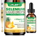 Selenium płynne krople, 200mcg płynny suplement selenu z witaminą C i cynku, Wsparcie dla układu immunologicznego, Przeciwutleniacz i Heart Health, Wysoka absorpcja, Smak ananasowy, 2 Fl Oz
