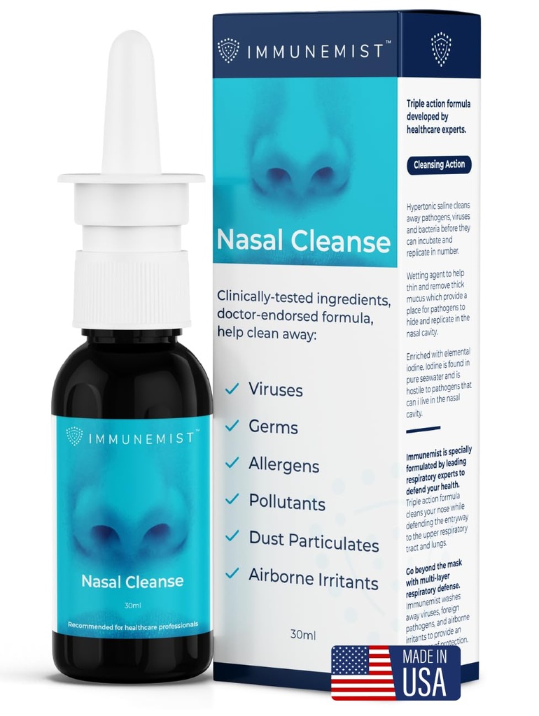 Nasal Cleanse - Zalecany lekarz Anti Viral Nasal Jodyna Rozpylanie Butelka do 250 Dawki - Nasal Spray dla Wellness - Made in The USA