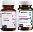 Metagenics HerWellness Estrovera (30 tabletek) & UltraFlora Kompletny Probiotyk Kobiet (30 kapsułek) - Bezhormonalne wsparcie menopauzy - Aids Digestive Health