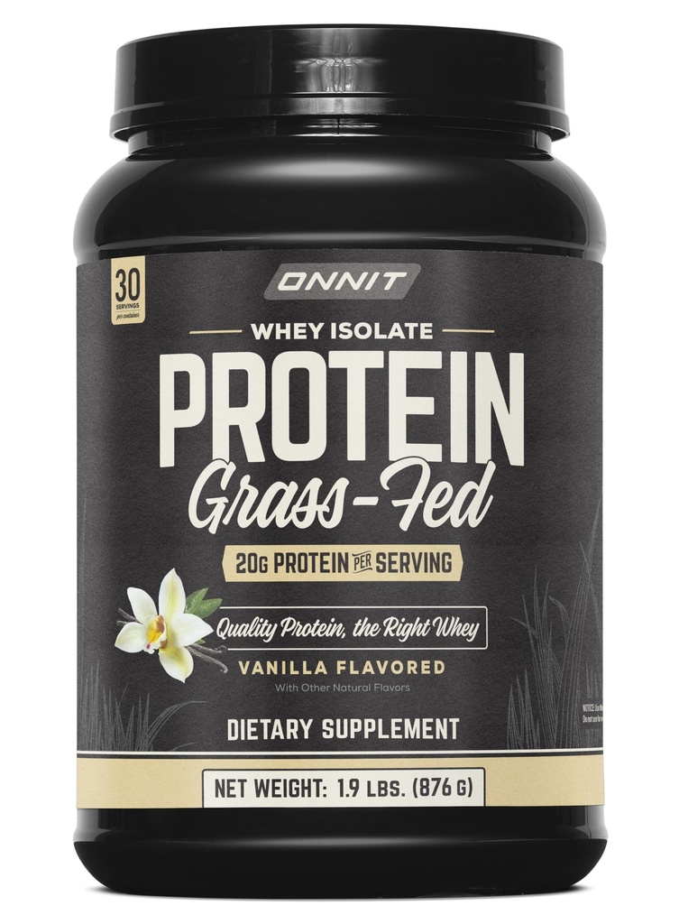 ONNIT trawa karmi serwatkę izolacja proszku protein, Vanilla Flavor, Serwatka protein w proszku suplement diety do wsparcia Muscle Gain and Workout Recovery, 30 Służenia na tub, 30.7 oz