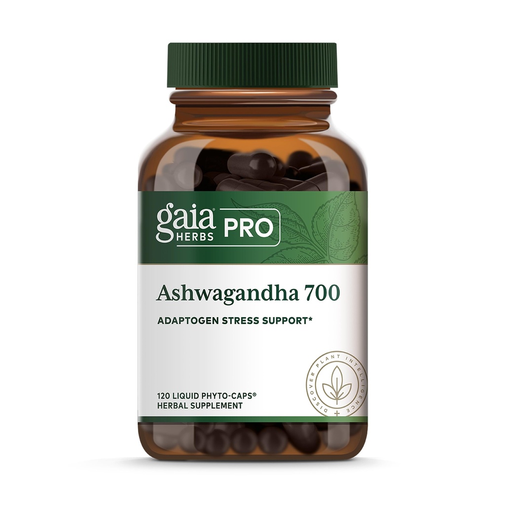 GAIA HERBS PRO Ashwagandha 700 - Healthy Immune Supplement Supplement * - Single- Herb Formuła z organicznym Ashwagandha - Wegan, Gluten- Free, Soy- Free - 120 Liquid Phyto- Caps (60 Servings)