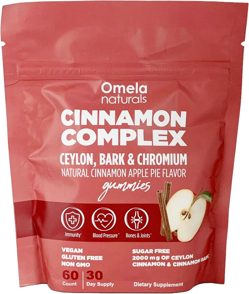 Sugar- Free Ceylon Cynamon Complex Gummies Apple Cynamon Flavor 124; Immune Support & Antioksydant Supplements