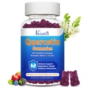 Quercetin z gumkami bromelainowymi, Quercetin 1200MG z witaminą C Cynk & Elderberry dla układu immunologicznego i alergii, Gummie do żucia i wegetariańskie, 60 Cts