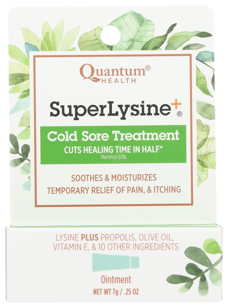 Quantum Superlysine + Cold Sore Treatment Eintment 124; Relieves Pain, Burning, and Storching Idential 124; Cuts Healing Time in Half Britain 124; 0.25 Ounce
