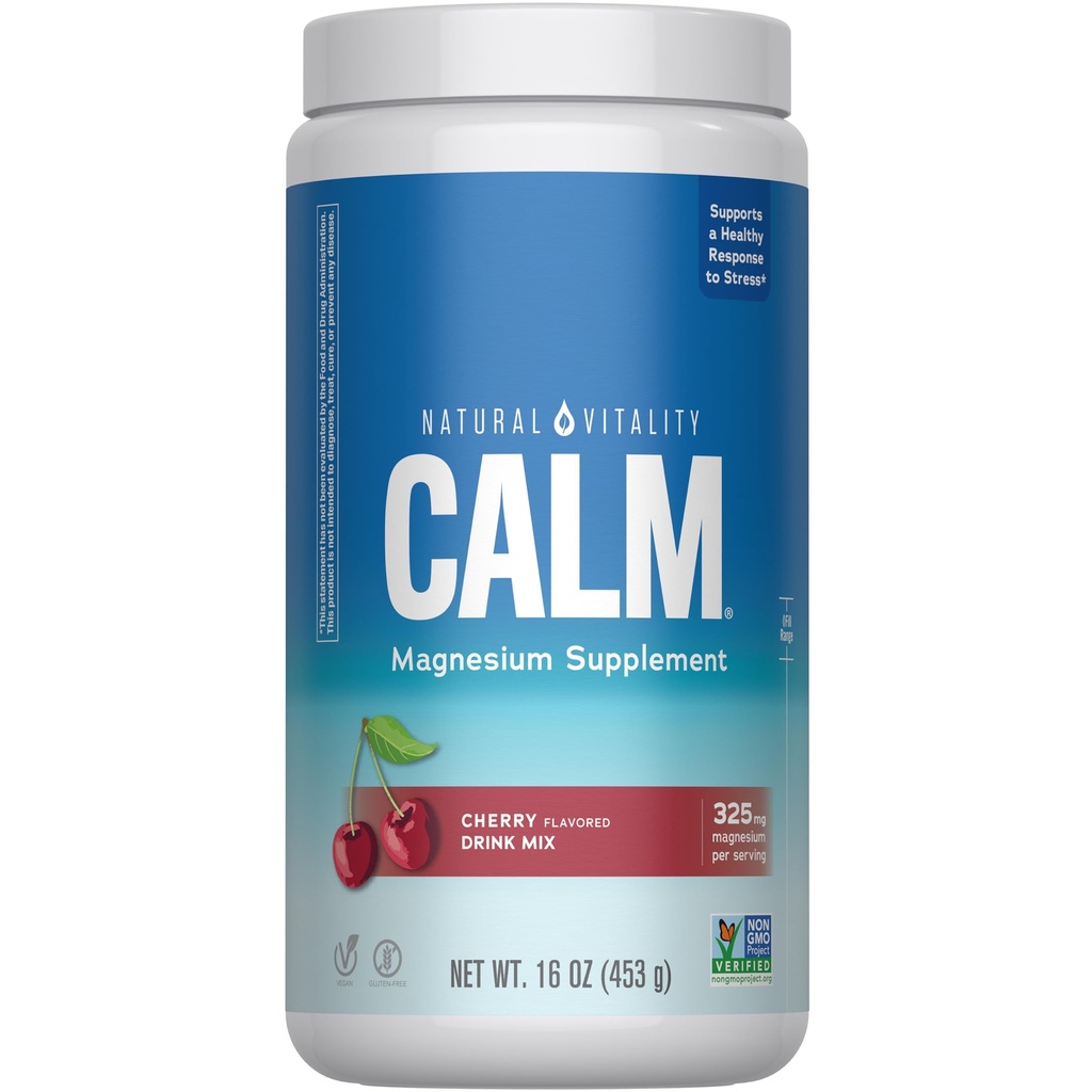 Naturalna witalność Spokój, Suplement magnezu, Napoje przeciwstresowe proszek, Gluten wolny, Wegan, & Non-GMO, Cherry, 16 oz