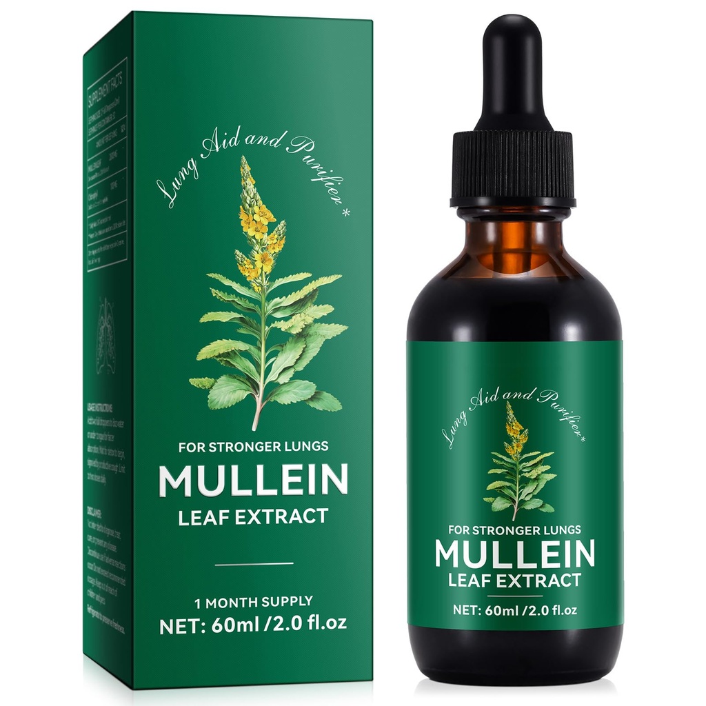 Mullein Drops for Lungs, Mullein Leaf Extract with Chlorophyll, Mullein Leaf Extract for Lung Cleanse and Research Support