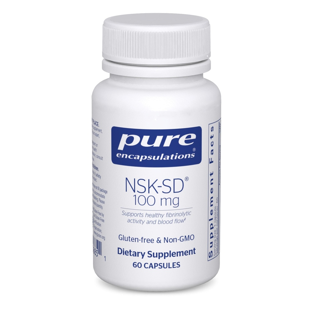 Czyste enkapsulacje NSK- SD - 100 mg Nattokinazy - do normalnego krążenia krwi - wspomaga aktywność fibrynolityczną * - Gluten Free & Non-GMO - 60 kapsułek