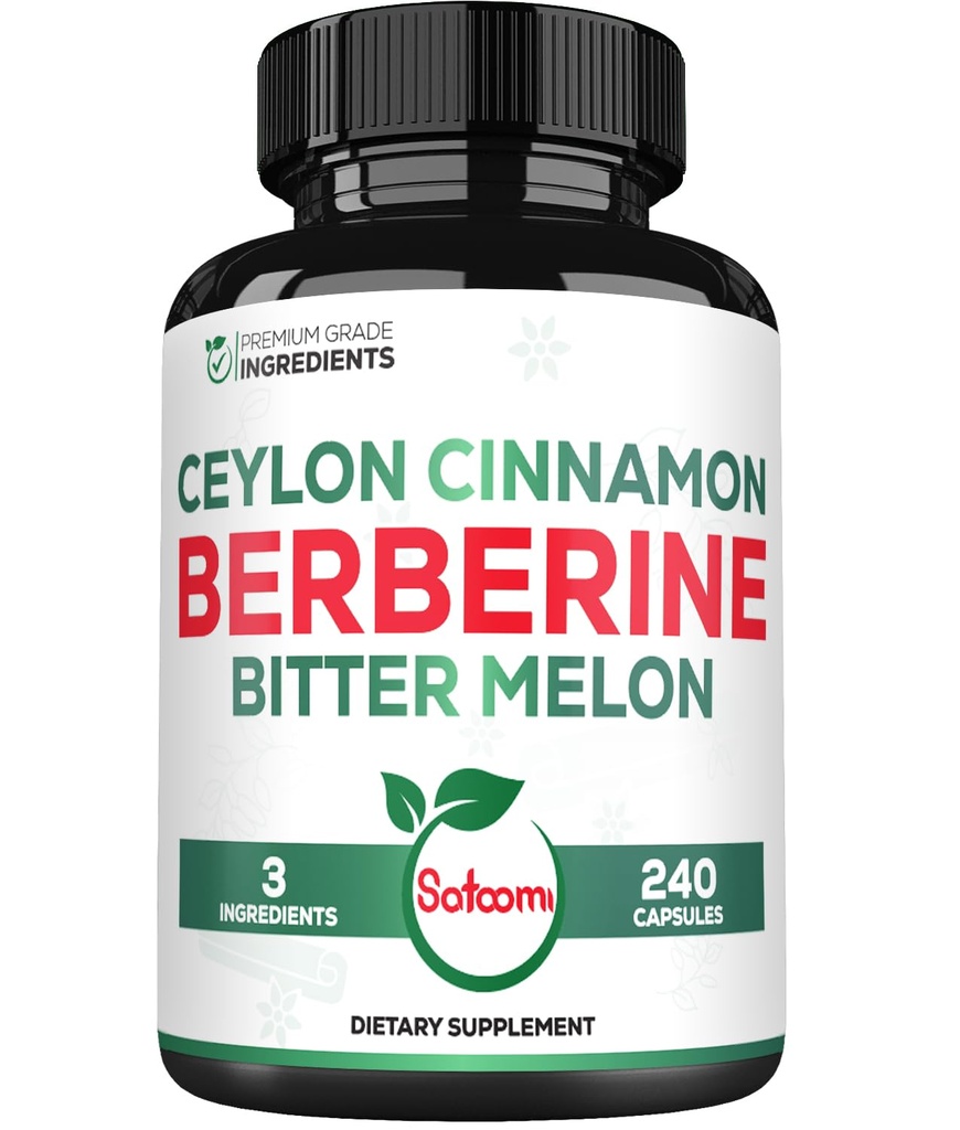 Berberine 1500mg Suplement z organicznym ceylonu Cynamon Bark & Bitter Melon - 240 Kapsułki wegańskie dla 80 Słupki - System immunologiczny, Heart Health, Zarządzanie ciałem i wsparcie trawienia