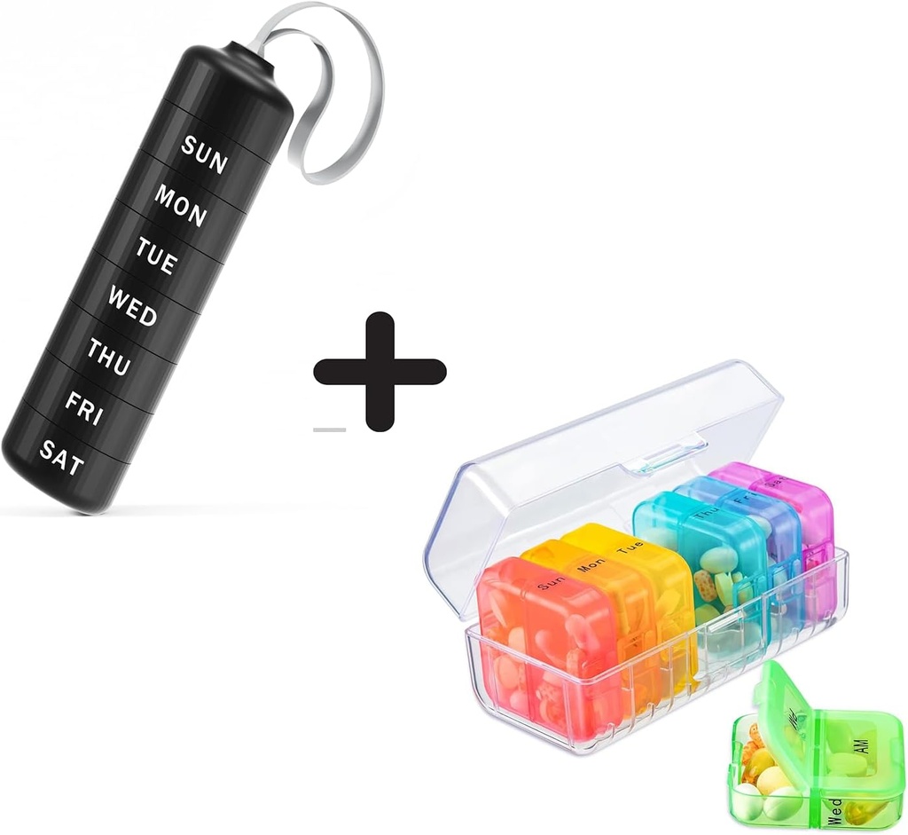 Zoksi Travel Pill Organizator, Daily Supplement Organizator Holder, Przenośna walizka z witaminami z 7 Odłączalne duży skład, Cotygodniowe Pill Box 7 Dzień na zewnątrz, Biuro, Dom (czarny)