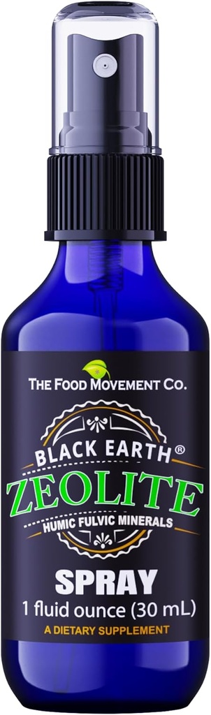 Zeolit Black Earth z Humic Fulvic Acids, Ślad Minerałów, dla dorosłych i dzieci Wspiera Gut Health, Wsparcie immunologiczne, trawienie i Eliminacja i więcej 1oz Pompa płynna suplement spray