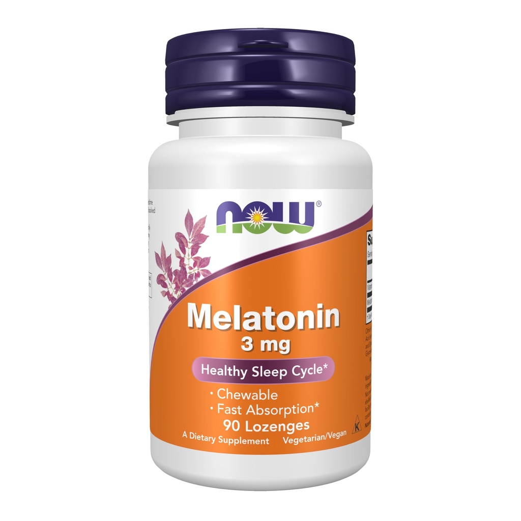 Teraz suplementy, Melatonina 3 mg, Free Radical Scavenger *, Zdrowy cykl snu *, 90 Lozenges do żucia
