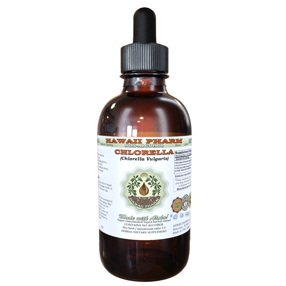 Chlorella Alcolo- wolny od alkoholu ekstrakt płynny, Chlorella (Chlorella vulgaris) roślina cała, Suszony glicerol Hawaje Pharm Natural Herbal Supplement 2 oz