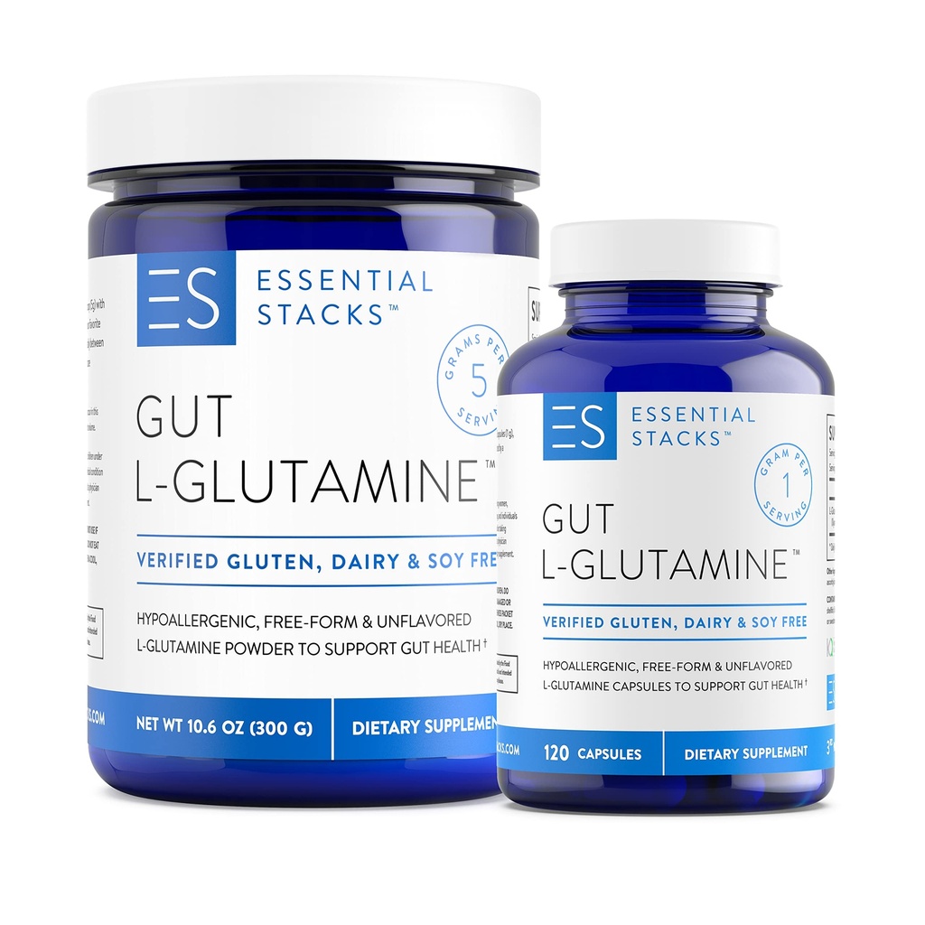 Esencjonalne stosy L- glutaminy Home & Away Bundle - L glutaminy proszek i kapsułki