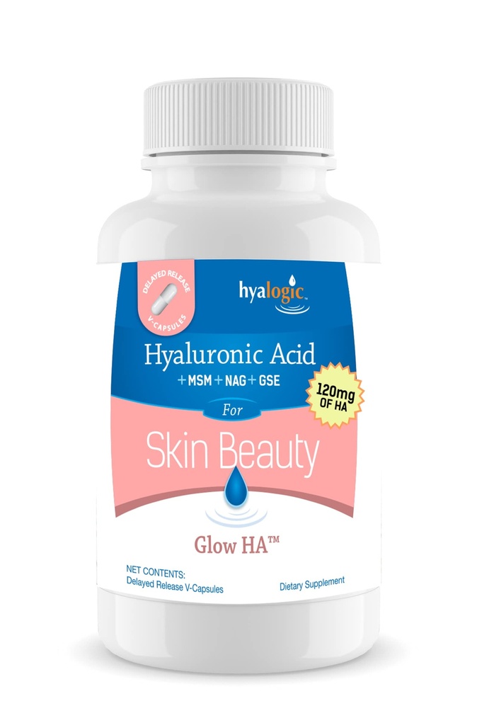 Hyalogic 120 Mg Hyaluronic Acid Delayed- Release Kapsułki - Suplement do skóry w / Glukozamina MSM - Suplement do żywności Body Health w / ekstrakt z nasion winogron - Vegan & Non-GMO Suplementy dietetyczne (30 Count)
