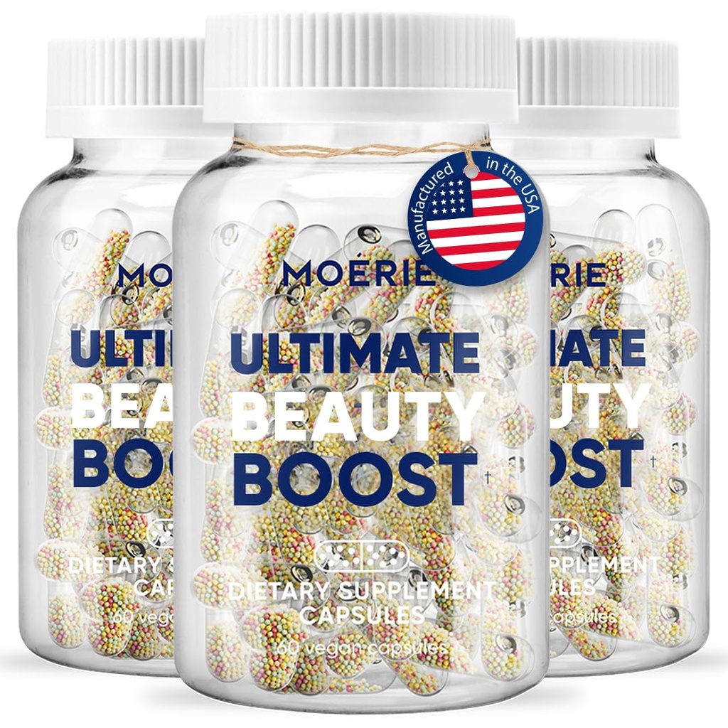 Moerie Hair Growth Supplement for Women & Men - Włosy skóry i paznokci Witaminy z Biotin, Q10 & Minerały - Dla grubszych, Fuller Hair & Hair Loss Treatment - Zaawansowany system dostarczania beadlet - 180 tabletek