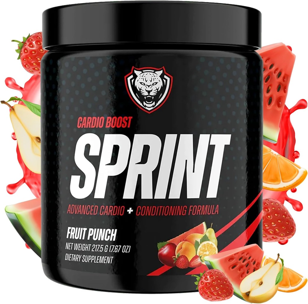 6AM Run Sprint - Wstępny trening proszku do natychmiastowej energii Boost dla cardio i Focus - No Jitters, Wysoka energia Formuła kondycjonująca - Wszystkie naturalne, Keto, Wegan (Owoce Punch, Pełna butelka)