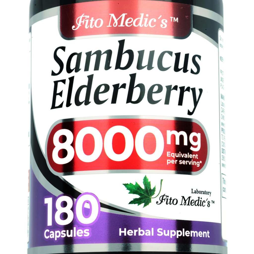 Lab - Elderberry - Sambucus Elderberry 8000 mg, 180 Kapsułek - Elderberry Kapsułki - Black Elderberry - Suplement wsparcia immunologicznego - Witaminy dla kobiet i mężczyzn, Ultra wysoka Absorpcja