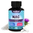 Suplement NAC, Kapsułki N- Acetylo Cysteina 800mg, Suplement N- Acetylo z mlekiem Thistle 200mg, Wsparcie przeciwutleniające, Wegańskie, wolne od GMOs, NaC 90 Count (Opakowanie po 1)