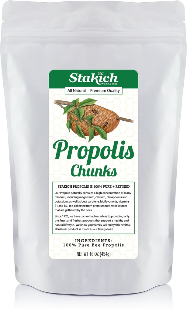 Stakich Bee Propolis Chunks - Czysty, Naturalny - 1 funt (16 unce)