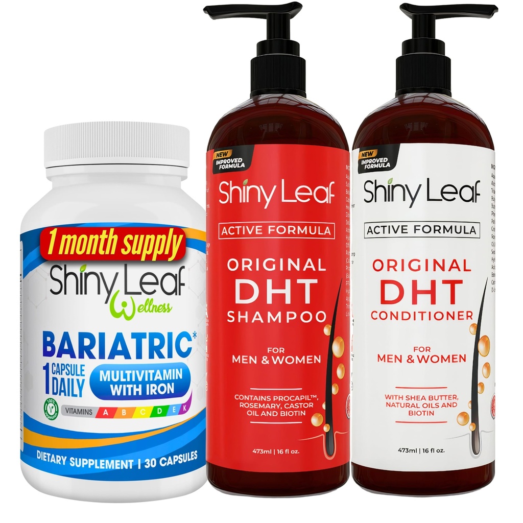 Bariatric Multivitamin z żelaza i DHT Blocker Szampon i odżywka, Szampon do włosów i odżywka dla kobiet i mężczyzn