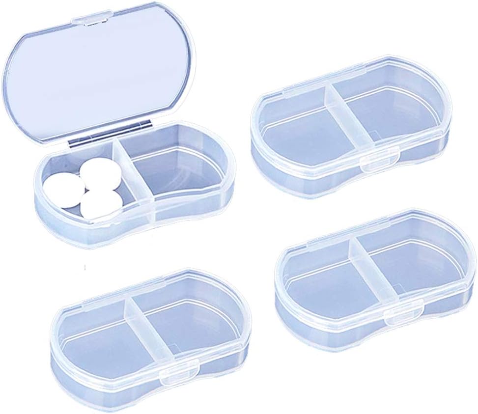 4PCS pill Case for Purse Small Pill Organizer Przenośne Travel Codzienne pojemniki pill AM & PM Mini pill Box Witamina, Olej rybny, Suplement Holder