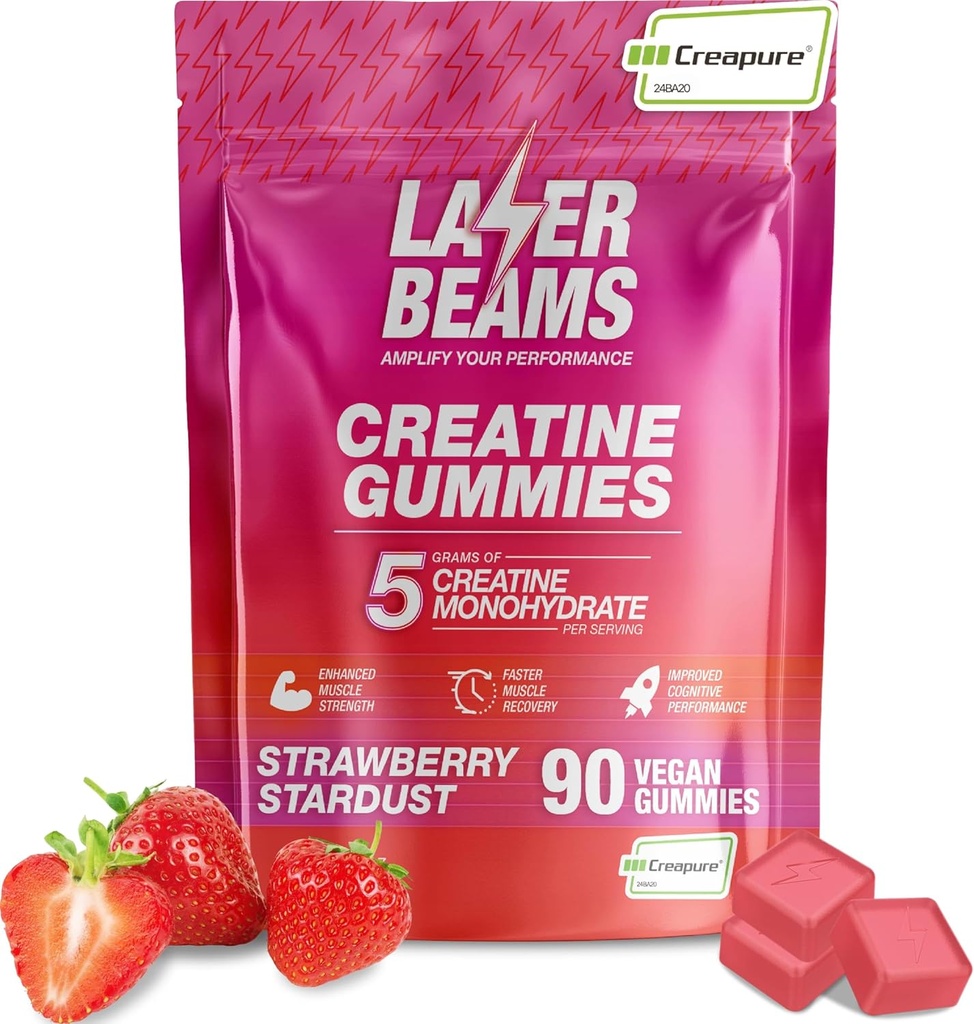 Jednowodzian Gummie - 5g Kreapure Creature per Serving - Wegan - Boost Muscle Strength, Endurance, Recovery & Mental Focus - 90 Gummies, Gluten- Free (Truskawka)