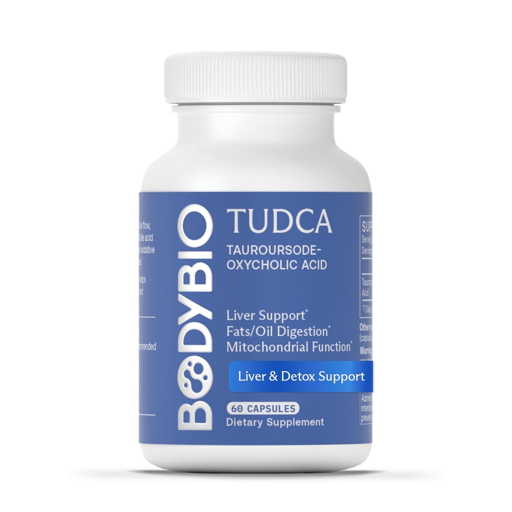 BodyBio TUDCA - Pure Tauroursodeoksycholic Acid Supplement - Wsparcie Bile Flow, Metabolizm tłuszczu i Detox wątroby