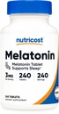 Nutricost Melatonin 3 mg, 240 tabletek - 3 mg na Podawanie, Non-GMO, Gluten Free