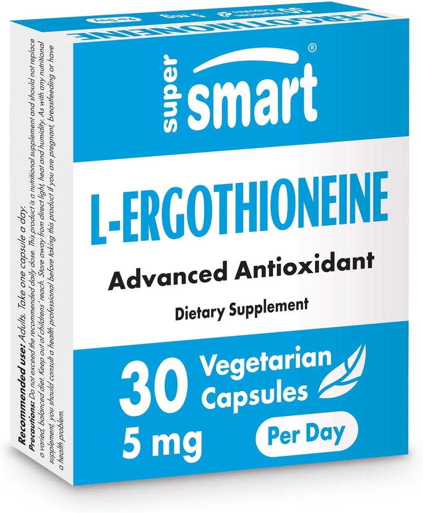 Supersmart L- Ergotioneine Supplement 5mg per Day (Advanced Antioksydant) 124; Non-GMO - 30 Kapsułki wegetariańskie